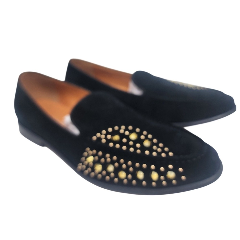 Elanroman Black Studded Loafers Gold Spikes Red Sole Shoes Womens Size 13.5 NEW - Picture 5 of 13